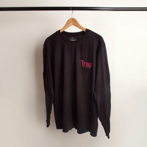 black long sleeve trap scriptures tee with color options