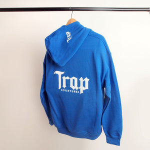 Royal Blue and White Trap Scriptures Mens Hoodie With Color Options