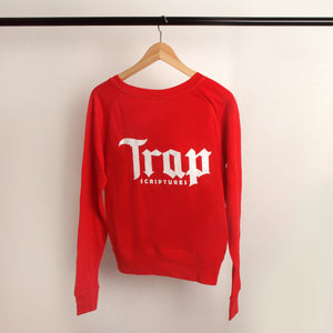 red and white cropped sweatshirt