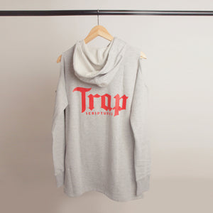 Grey and Red Cold Shoulder Hoodie With Color Options