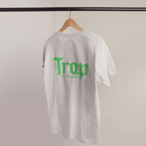 Short Sleeve Grey And Slime Trap Scriptures Tee With Other Grey Color Options