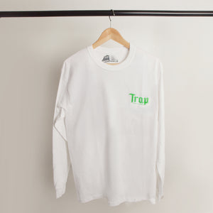 Long Sleeve White And Lime Trap Scriptures Tee With Different Color Options