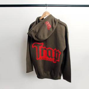 Olive And Red Trap Scriptures Hoodie