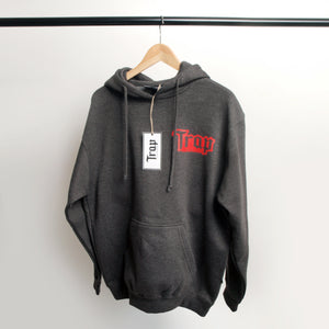 Charcoal And Red Trap Scriptures Hoodie