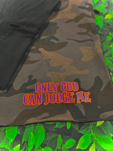 Trapscriptures Black And Purple Camo Short Set With Matching Trucker Hat